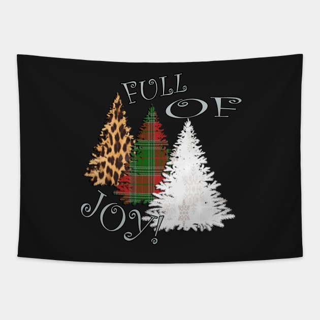 Cute Christmas Tree Shirts and other Products: Graphic Design Snowflake Plaid & Leopard FULL OF JOY Gift Tapestry by tamdevo1