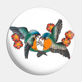 Battling Birds Tattoo Design Pin