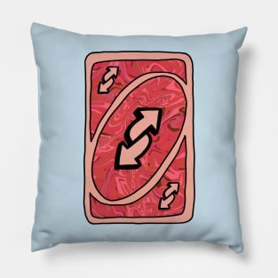 Trippy light pink Uno reverse card Pillow