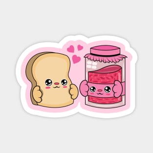 All i need is bread and jam, Kawaii bread and jam cartoon. Magnet