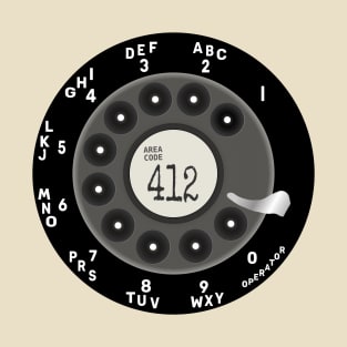 Rotary Dial Phone 412 Area Code T-Shirt