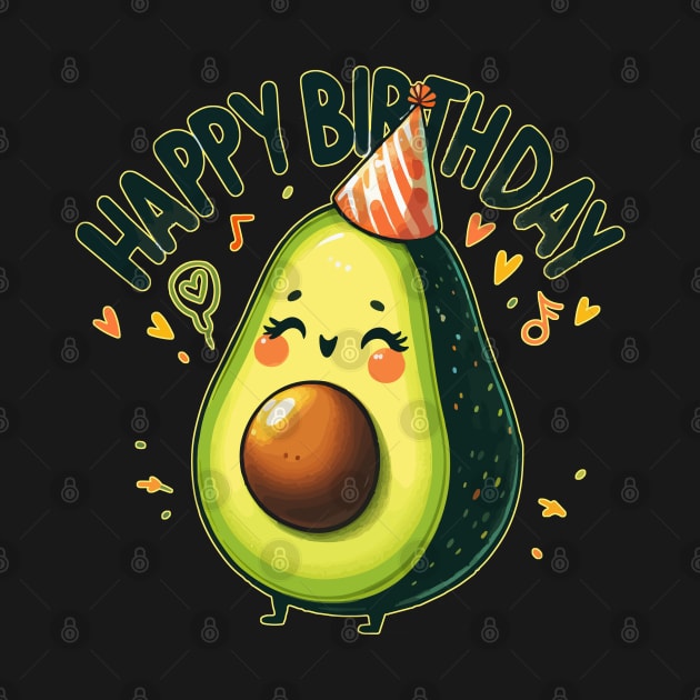 Cute Kawaii Avocado Fruit Happy Birthday Party by TomFrontierArt