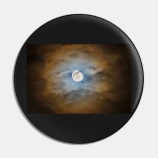 Mystery spooky moon shining through a clouds Pin