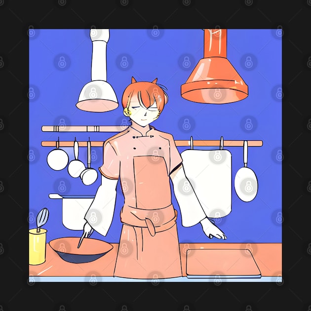 orange cat cooking 04 by Kopandavil