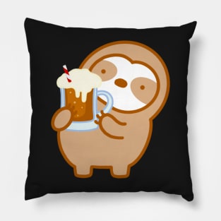 Cute Root Beer Float Sloth Pillow