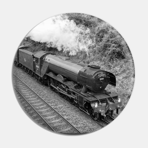 The Flying Scotsman - Black and White Pin by SteveHClark