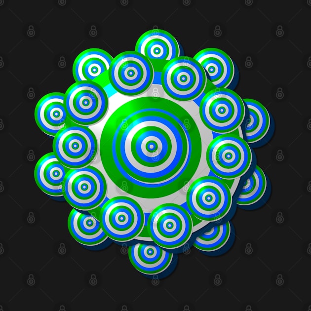 Flower Design made with circles - white, blue, green by emyzingdesignz