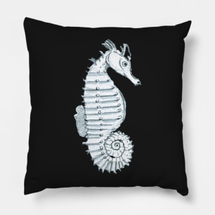 Pencil Sketch of a Seahorse on Pale Blue Pillow