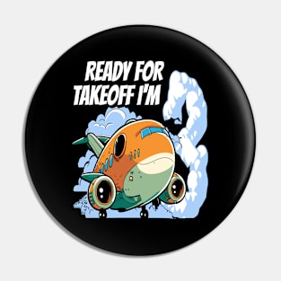 Ready for Takeoff I'm 3 - 3nd Birthday Boy Airplane Theme Pin