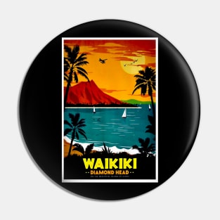 Waikiki Hawaii Diamond Head Tourism Advertising Print Pin