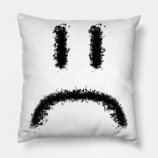 Sad Face made of black blobs Pillow