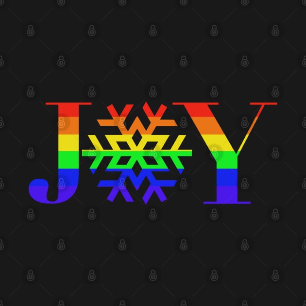 JOY - Rainbow Snowflake - on Black by JossSperdutoArt