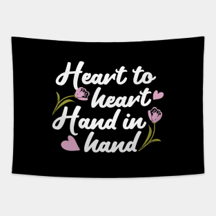 Contemporary Heart to Heart, Hand to Hand Quote Art Tapestry