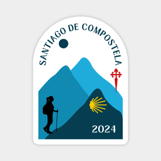 Camino de Santiago de Compostela 2024 Woman Walking Magnet