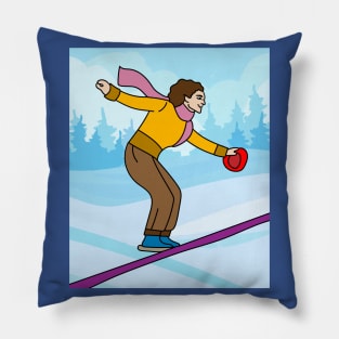 Skier Snow Mountains Extreme Sport Pillow