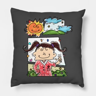 happy reel cartoon Pillow