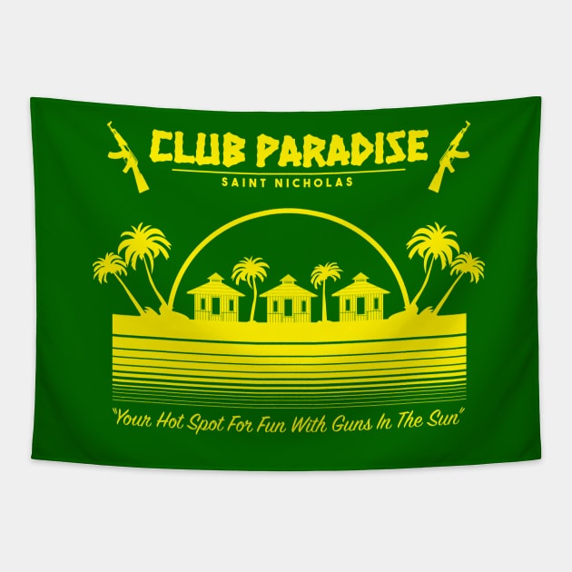 Club Paradise: Saint Nicholas (yellow) Tapestry by bryankremkau