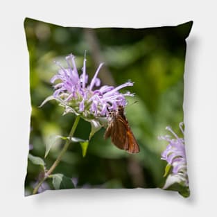 Butterfly on purple flower Pillow