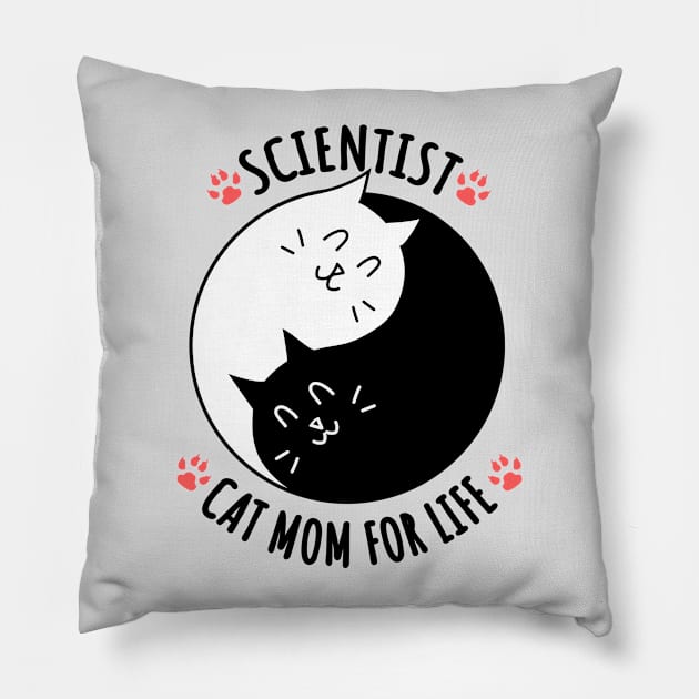 Scientist Cat Mom For Life Quote Pillow by jeric020290