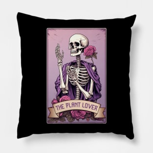 Halloween Plant Lover Skeleton Tarot Card Pillow