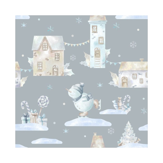 Trendy Pastel Xmas Pattern Winter Snow Christmas by jodotodesign