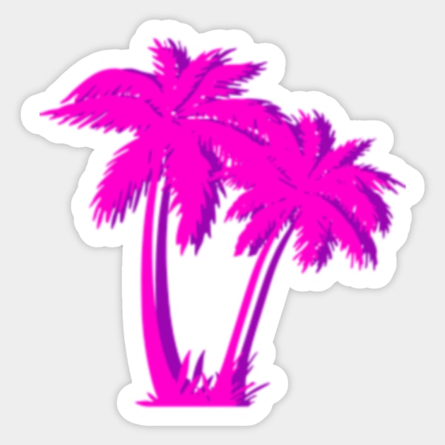 Pink Neon Palm Trees - Palm Trees - Sticker
