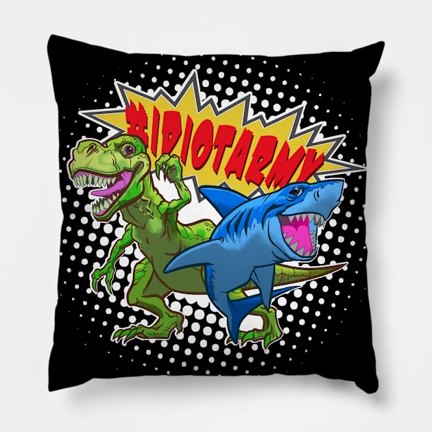 Black Idiot army options Pillow by TaraErickson