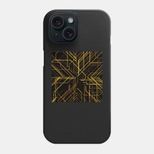 Random Line Patterns in Yellow and Black Phone Case