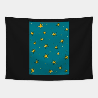 Stars in the night sky - radiant teal jade green Tapestry