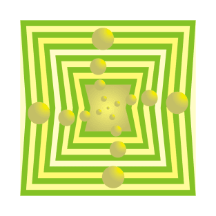 Spheres Pirouetting Through a Green and Yellow Portal T-Shirt
