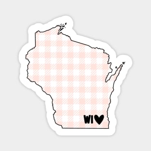 USA States: Wisconsin (pink plaid) Magnet