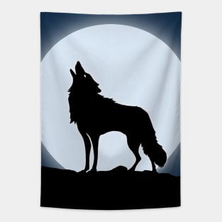 Wolf Howling To the Full Moon Tapestry