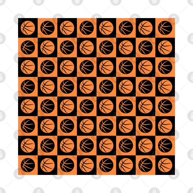 Basketball Ball Checkered Seamless Pattern - Black and Orange Tones by DesignWood-Sport