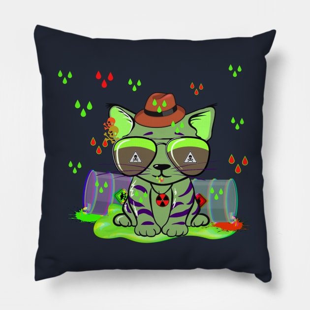 Toxic Kitty Pillow by MinnieWilks