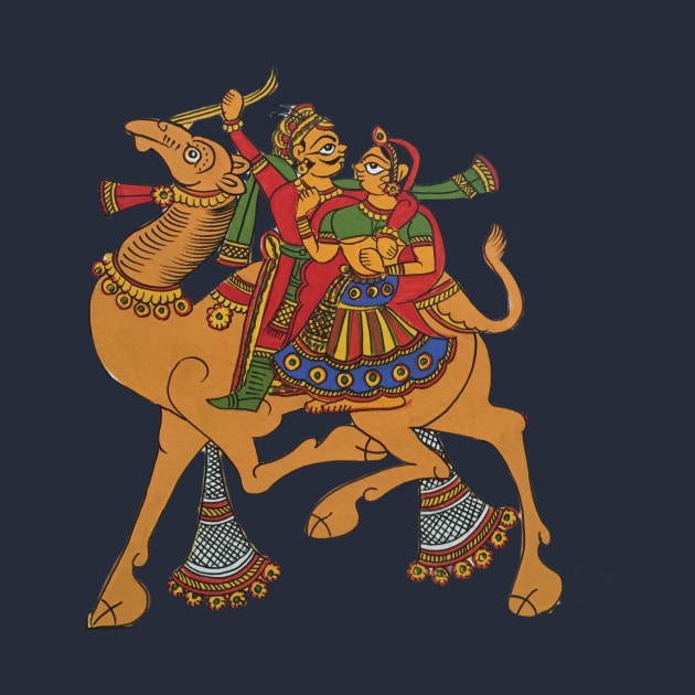 Summer Camel art print in indian folk art style ( Phad art ) by gopalpjoshi