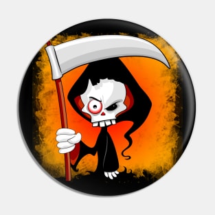 Grim Reaper Creepy Cartoon Character Pin