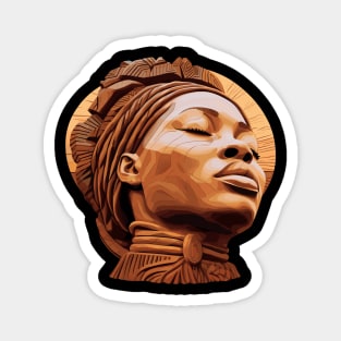 Wooden Carving of a Braided African Woman Magnet