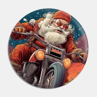 Santa Celebrate Christmas With Motorcycle Pin