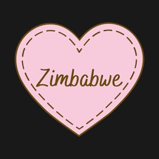 I Love Zimbabwe Simple Heart Design T-Shirt