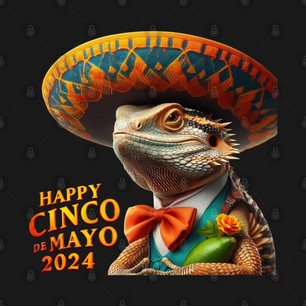 Happy Cinco de Mayo 2024 Mariachi Mexican Lizard by Truth or Rare