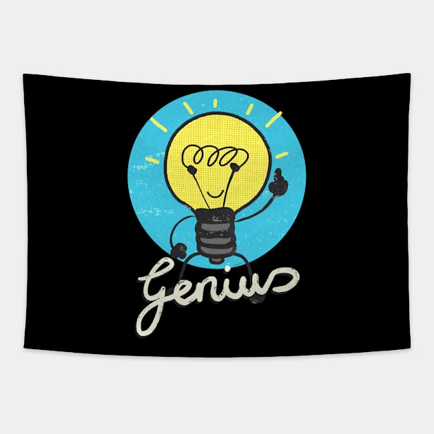 Vintage Light Bulb Genius Inventor Smart Science Tapestry by Foxxy Merch