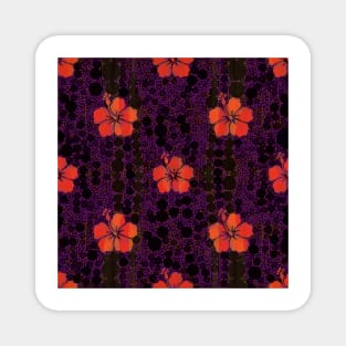 Hibiscus and Purple Polka Dots Magnet