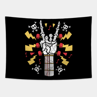 Rock on Skeleton Hand as Guitar Head Tapestry