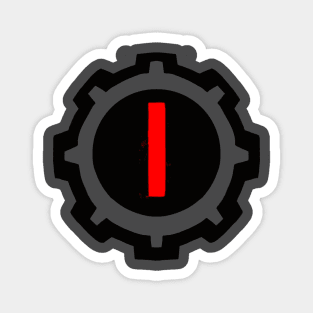 Red Letter I in a Black Industrial Cog Magnet