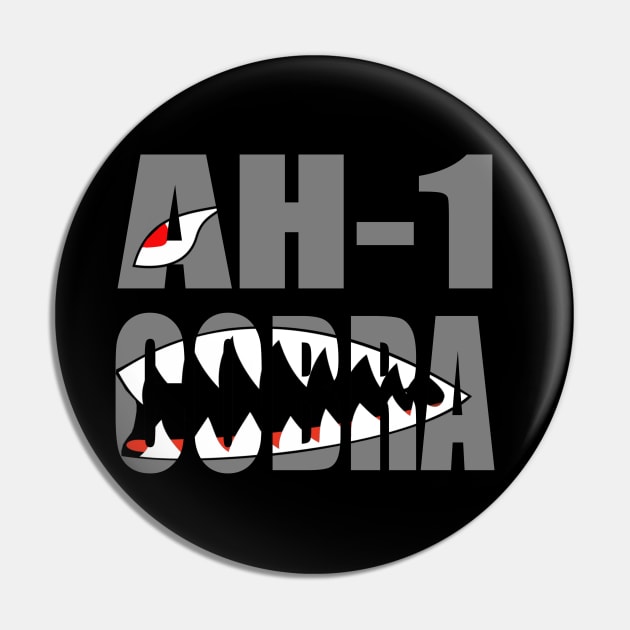 AH-1 Cobra Helicopter Shark Mouth Pin by Dirty Custard Designs 