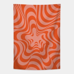 Abstract Groovy Retro Liquid Swirl Red Pattern Tapestry