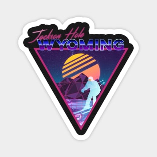 Retro Vaporwave Ski Mountain | Jackson Hole Wyoming | Shirts, Stickers, and More! Magnet