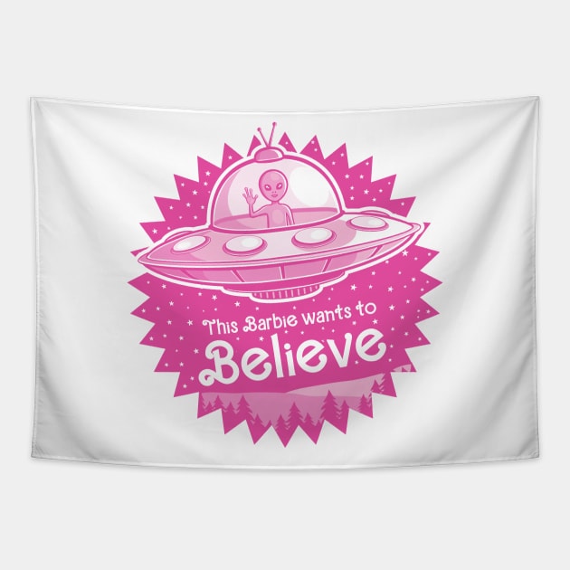 Pink Alien Wants to Believe Tapestry by sirwatson