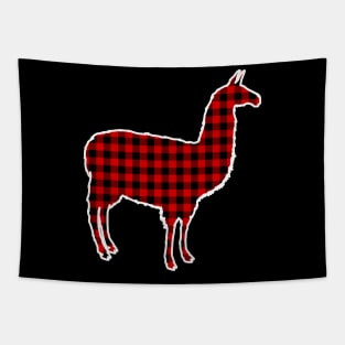 Buffalo Plaid Llama Christmas Pattern Tapestry