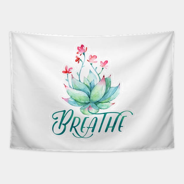 Watercolor succulent breathe yoga Tapestry by SouthPrints